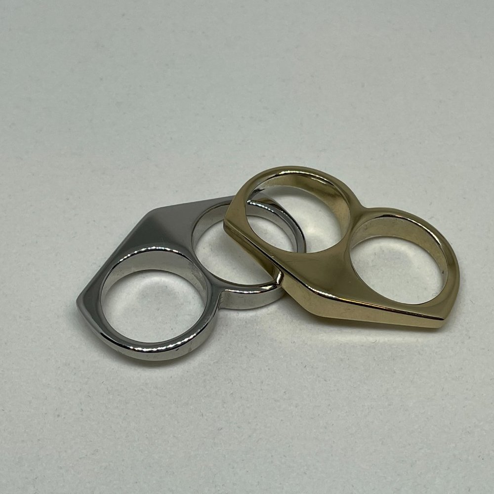 Gold & Silver Two-Finger Ring Set (2 pcs)